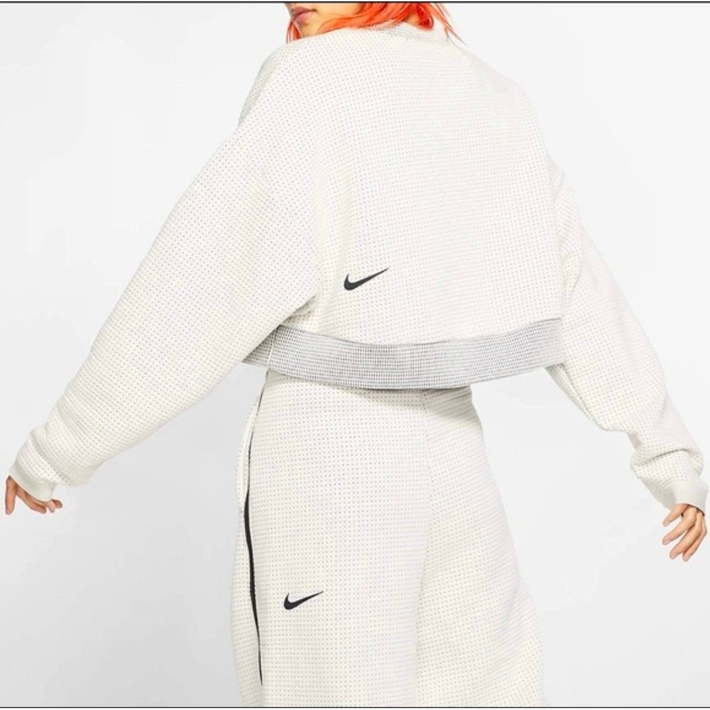 Nike City Ready Fleece‎ Cropped Sweatshirt White Grey Textured Womens M L